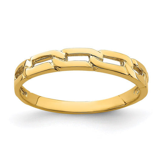 14k yellow gold five chain link band ring k4591
