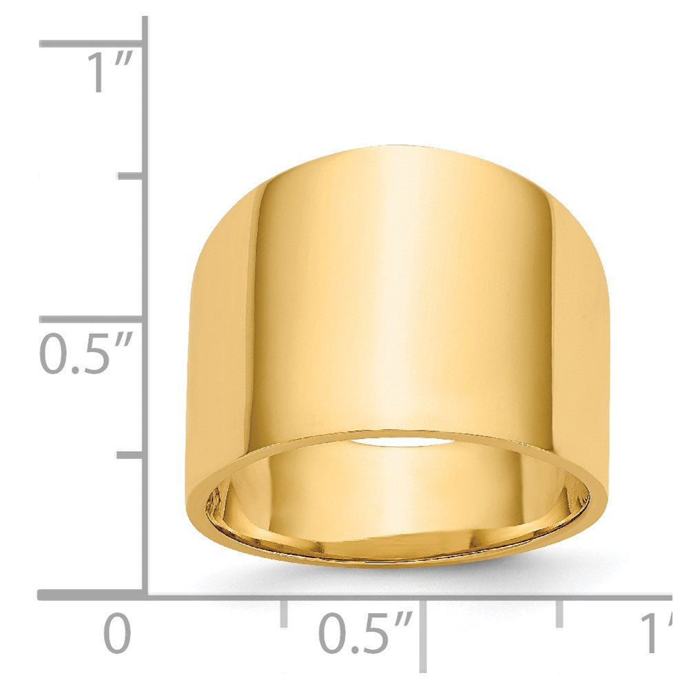 14k yellow gold 15mm flat top tapered cigar band ring k4632