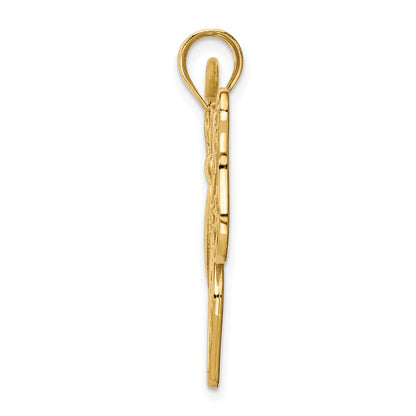 14k Yellow Gold Polished Large Butterfly Pendant