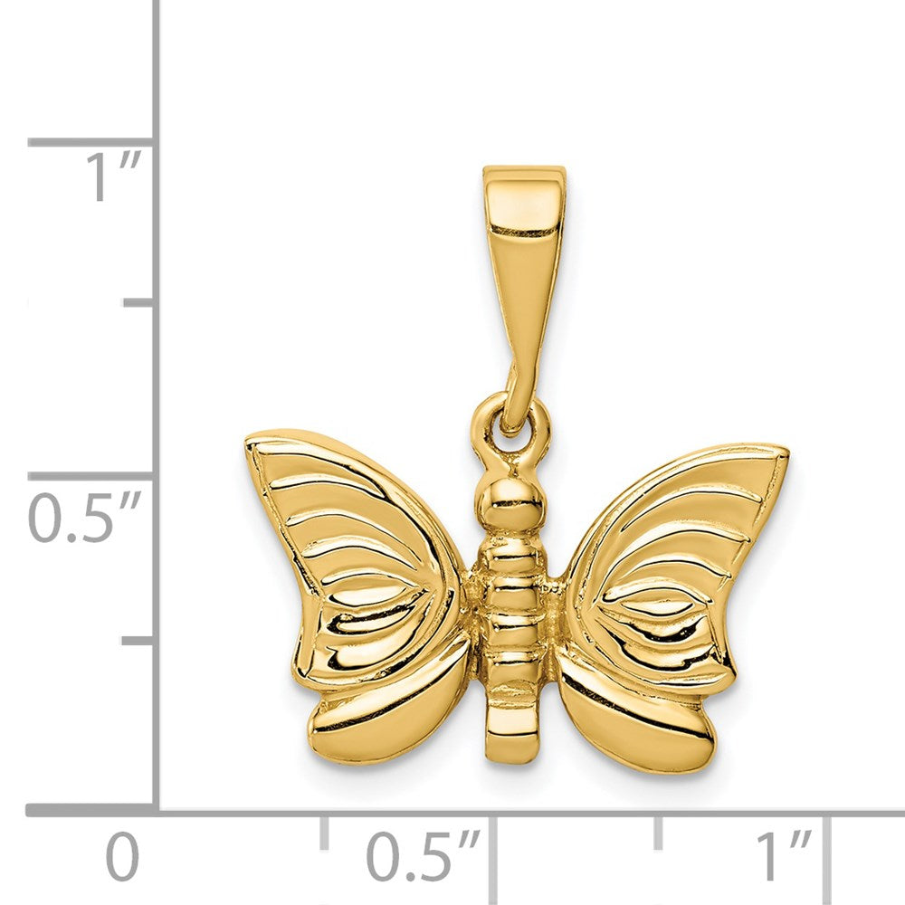 14k Yellow Gold Polished Butterfly Pendant