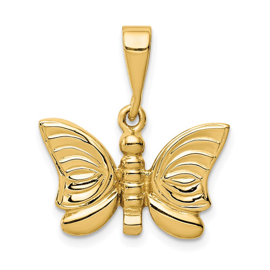 14k Yellow Gold Polished Butterfly Pendant