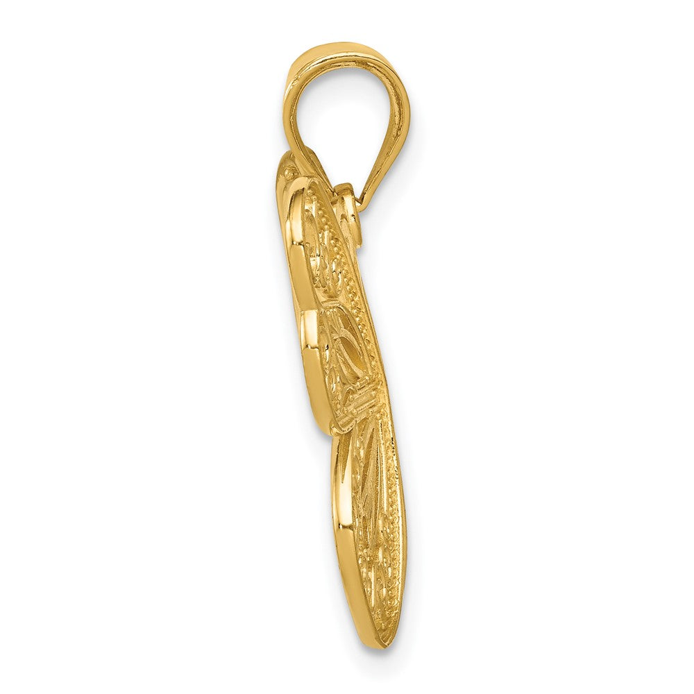 14k Yellow & Rhodium Gold w/White Rhodium Polished Filigree Butterfly Pendant