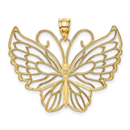 14k Yellow Gold Polished Butterfly Pendant