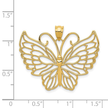 14k Yellow Gold Polished Butterfly Pendant