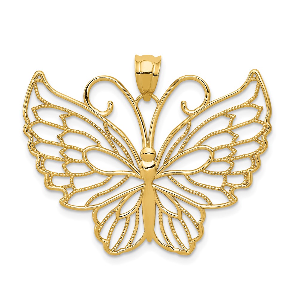 14k Yellow Gold Polished Butterfly Pendant