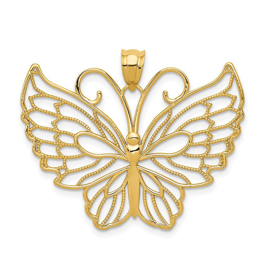 14k Yellow Gold Polished Butterfly Pendant