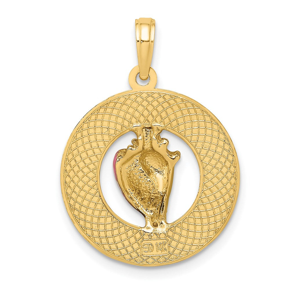 14k Yellow Gold Enamel Conch Shell w/ KEY WEST Circle Charm (K7052 ...