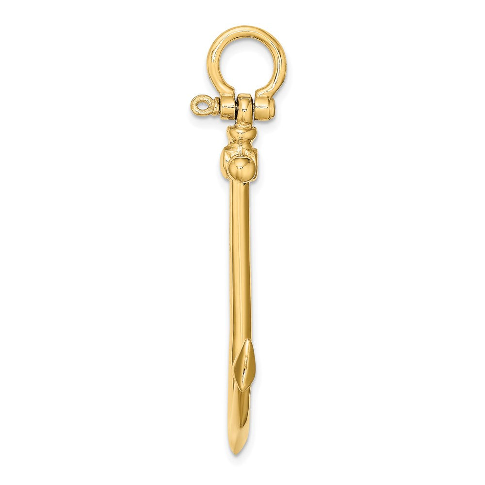 14k Yellow Gold 3-D Large Anchor Charm