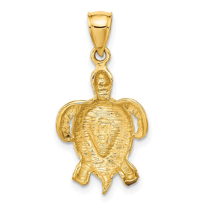 14k Yellow Gold Lab Created Opal Sea Turtle Pendant