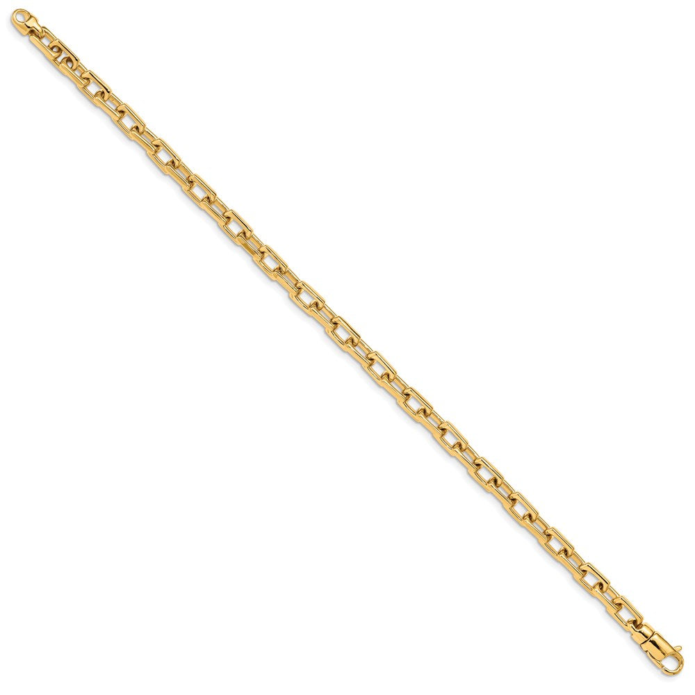 Solid 14K Yellow Gold 9 inch 5mm Hand Polished Fancy Link with Lobster Clasp Chain Bracelet