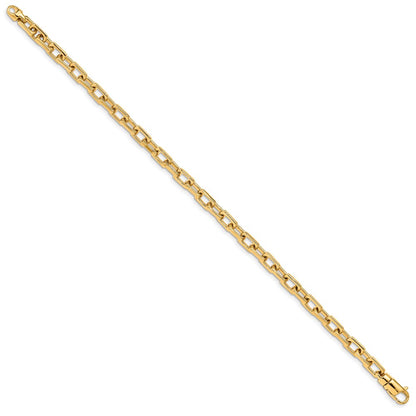 Solid 14K Yellow Gold 9 inch 5mm Hand Polished Fancy Link with Lobster Clasp Chain Bracelet