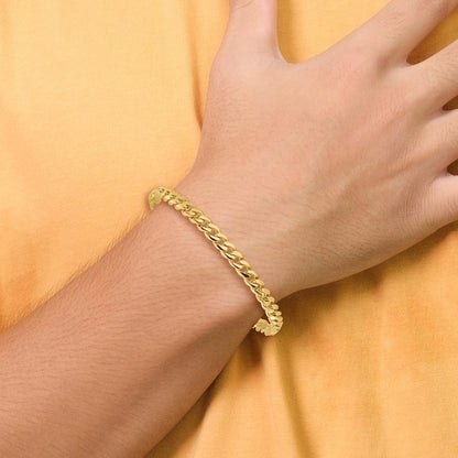 Solid 14K Yellow Gold 9 inch 5.7mm Hand Polished Miami Cuban Link with Box Catch Clasp Bracelet