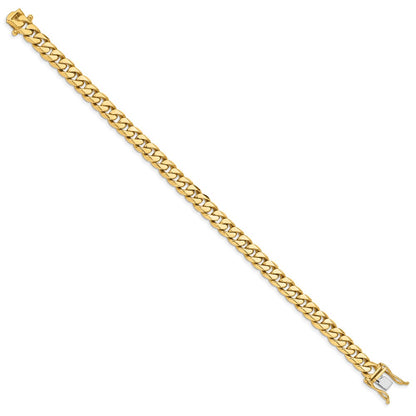 Solid 14K Yellow Gold 8.25 inch 7mm Hand Polished Miami Cuban Link with Box Catch Clasp Bracelet