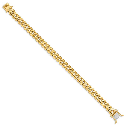 Solid 14K Yellow Gold 8.25 inch 8.7mm Hand Polished Miami Cuban Link with Box Catch Clasp Bracelet