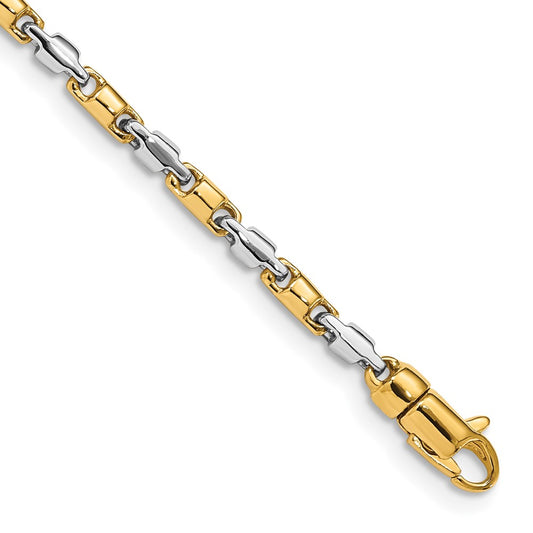 Solid 14K Two-tone Gold 18 inch 2.5mm Hand Polished Fancy Link with Lobster Clasp Chain Necklace