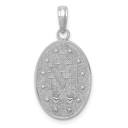 14k White Gold Miraculous Medal Pendant