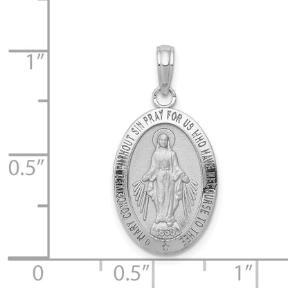 14k White Gold Miraculous Medal Pendant