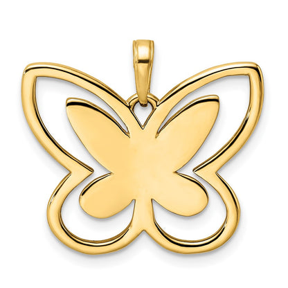14k Yellow u0026 Rhodium Gold and White Rhodium Diamond-cut Butterfly Pendant