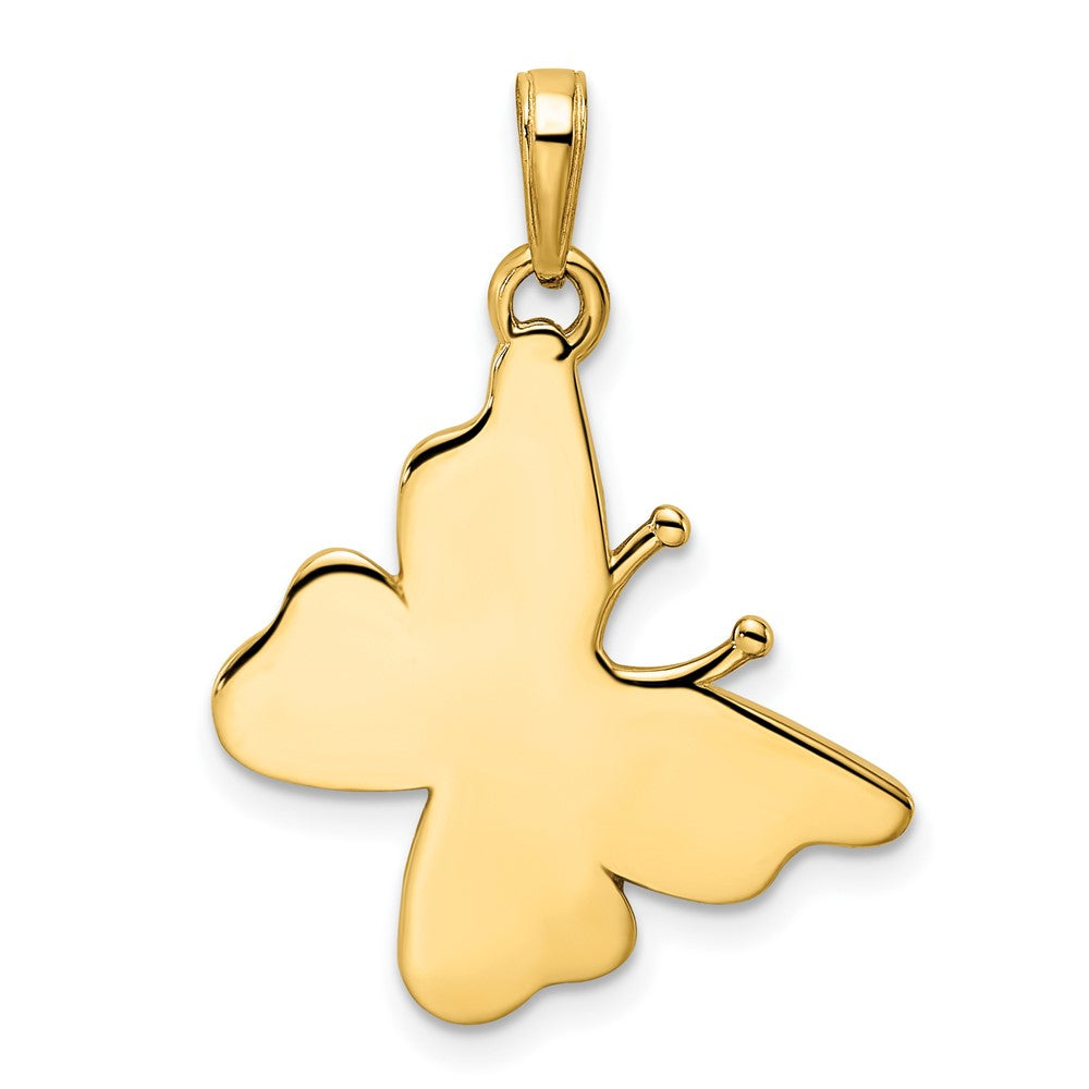 14k Yellow & Rhodium Gold and White Rhodium Diamond-cut Fancy Butterfly Pendant