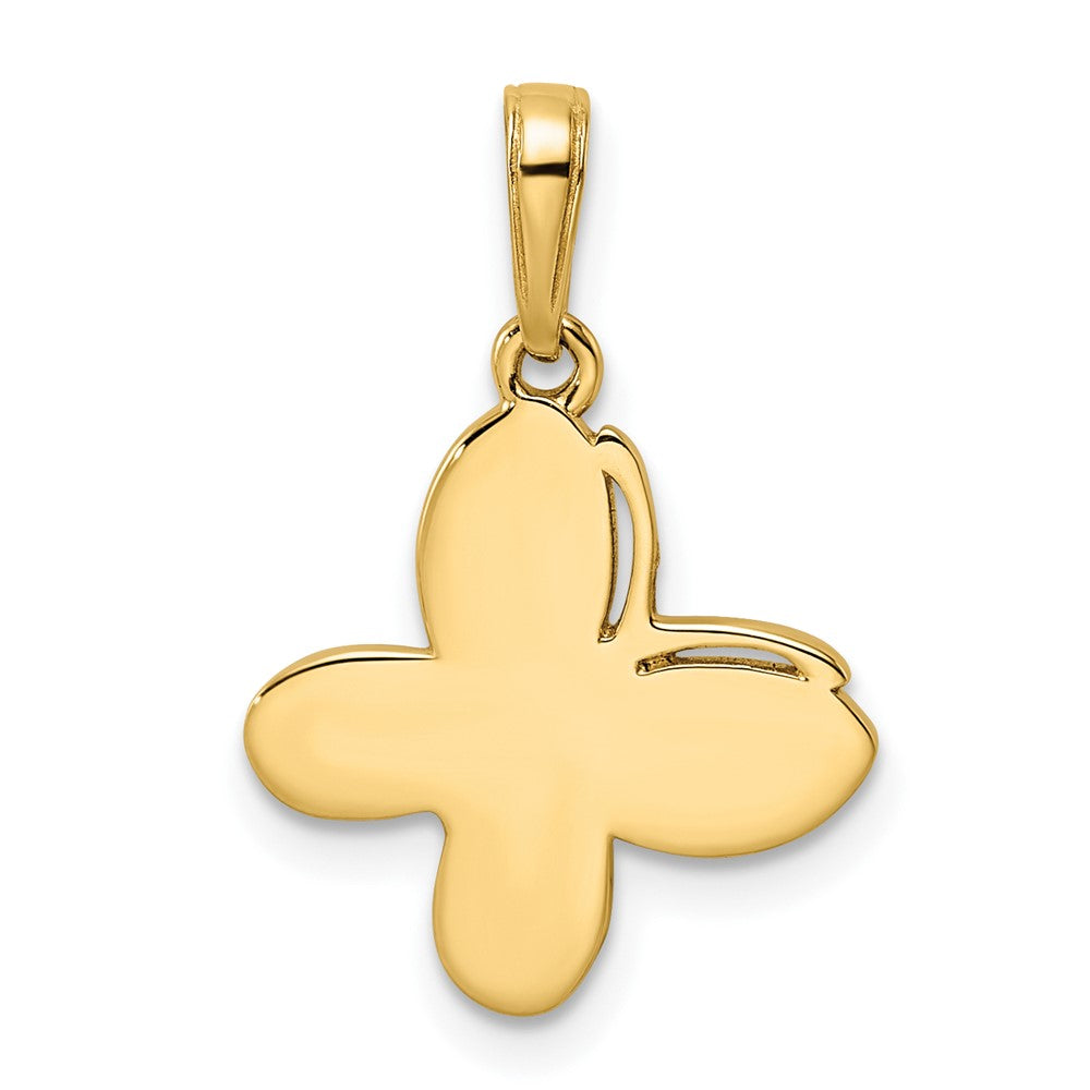 14k Yellow & Rhodium Gold and White Rhodium Diamond-cut Fancy Butterfly Pendant