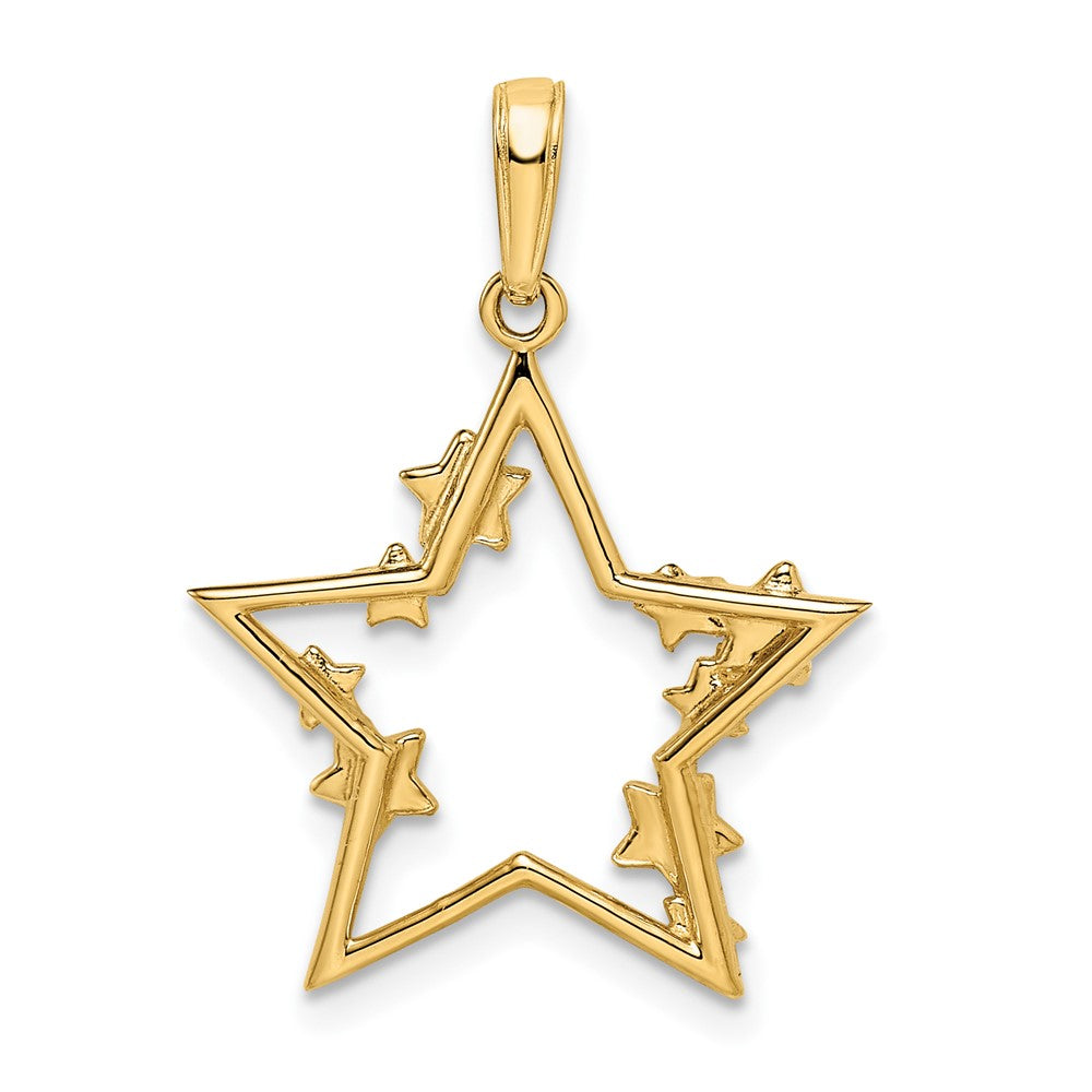 14k Yellow u0026 Rhodium Gold u0026 White Rhodium D/C Stars Pendant