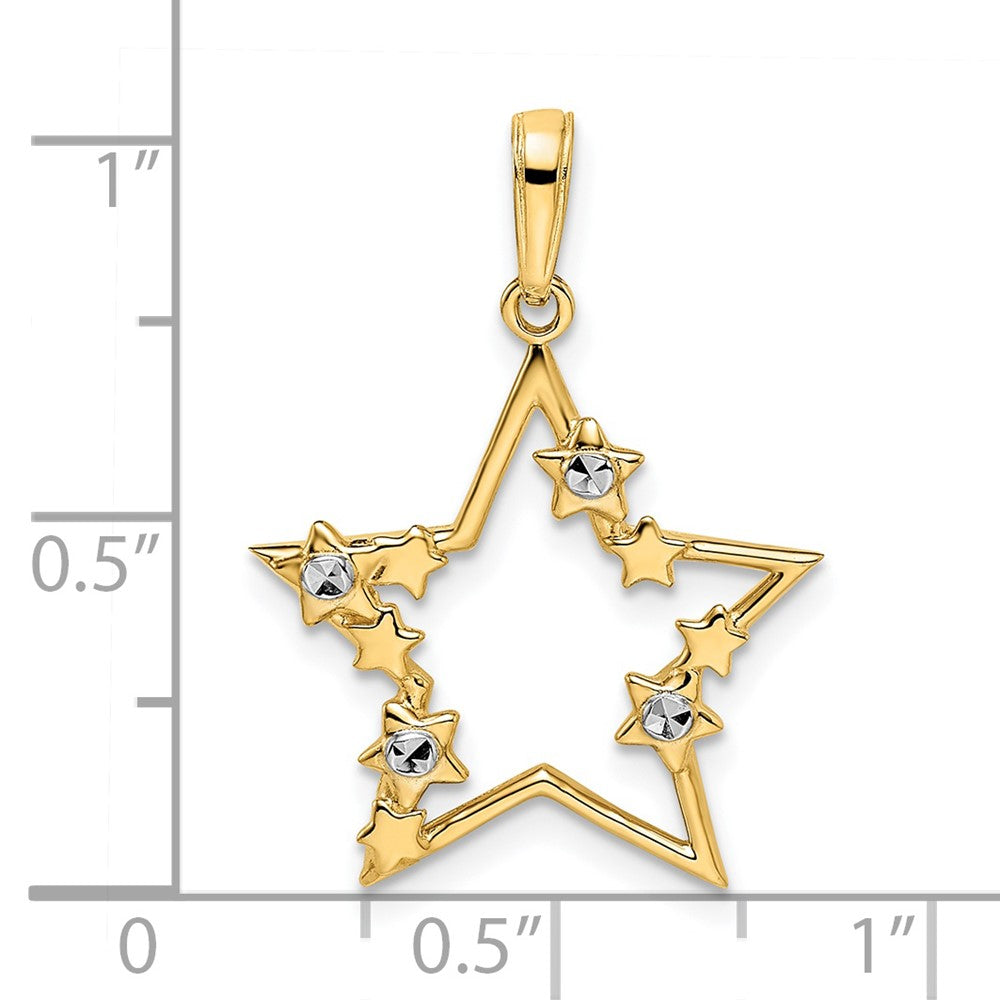 14k Yellow u0026 Rhodium Gold u0026 White Rhodium D/C Stars Pendant