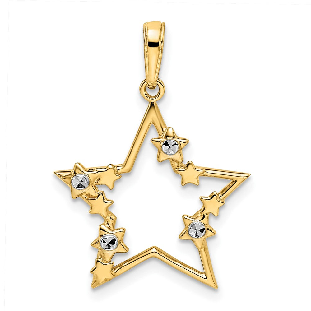 14k Yellow u0026 Rhodium Gold u0026 White Rhodium D/C Stars Pendant