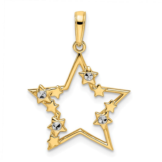 14k Yellow u0026 Rhodium Gold u0026 White Rhodium D/C Stars Pendant