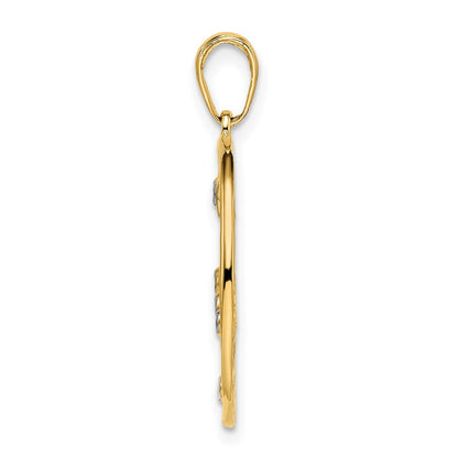 14k Yellow & Rhodium Gold & White Rhodium D/C Stars Pendant