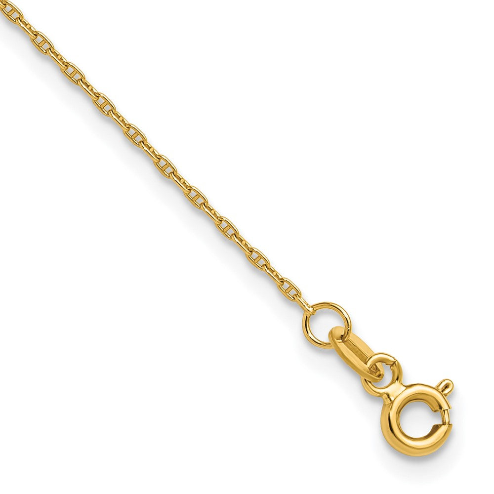 14K Yellow Gold 1.05mm Mariners Link Chain Anklet