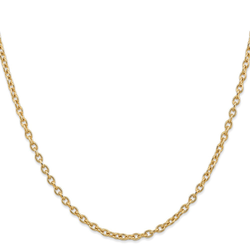 14K Yellow Gold 16 inch 3.2mm Round Open Link Cable with Lobster Clasp Chain Necklace