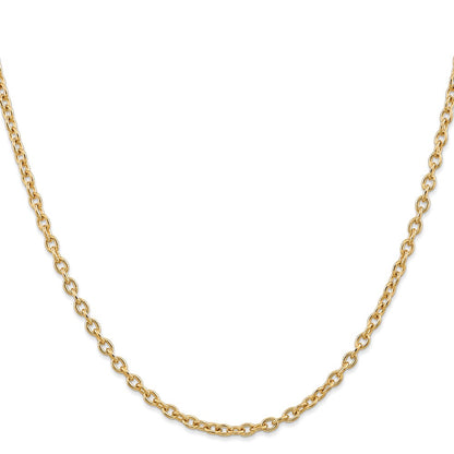 14K Yellow Gold 16 inch 3.2mm Round Open Link Cable with Lobster Clasp Chain Necklace