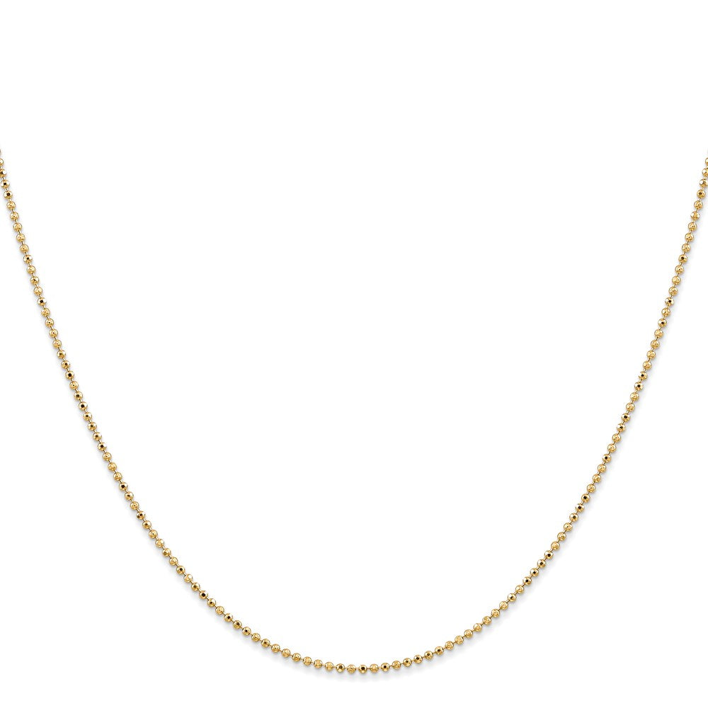 14K Yellow Gold 14 inch 1.2mm Diamond-cut Beaded with Lobter Clasp Pendant Children Necklace Chain Necklace