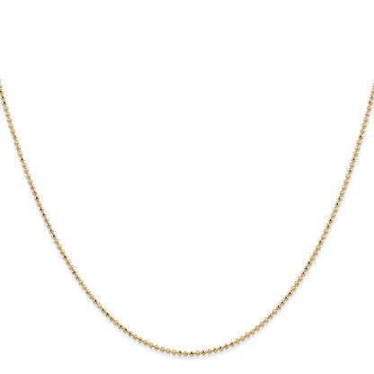 14K Yellow Gold 16 inch 1.2mm Diamond-cut Beaded with Lobter Clasp Pendant Chain Necklace