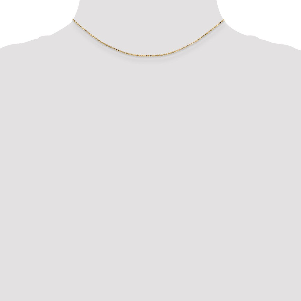 14K Yellow Gold 14 inch 1.2mm Diamond-cut Beaded with Lobter Clasp Pendant Children Necklace Chain Necklace