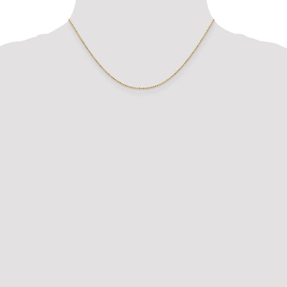 14K Yellow Gold 16 inch 1.2mm Diamond-cut Beaded with Lobter Clasp Pendant Chain Necklace