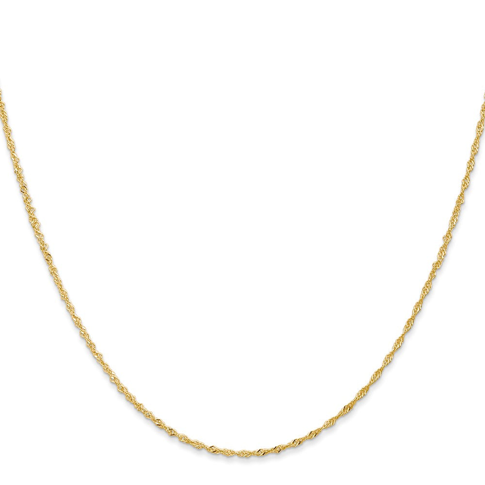 14K Yellow Gold 14 inch 1.10mm Singapore with Spring Ring Clasp Children Necklace Chain Necklace