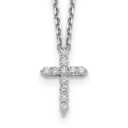 14k white gold real diamond cross 18 inch necklace pm1000 025 wa