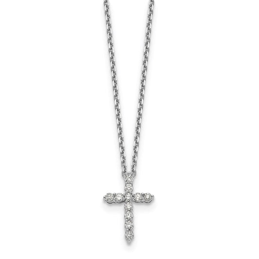 14k white goldtrue origin lab grown real diamond vs si d e f cross pendant necklace pm1000 033 wld