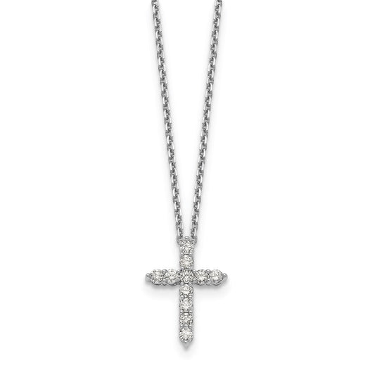 14k white goldtrue origin lab grown real diamond vs si d e f cross pendant necklace pm1000 050 wld