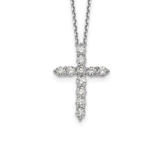 14k white gold real diamond cross 18 inch necklace pm1000 150 wa