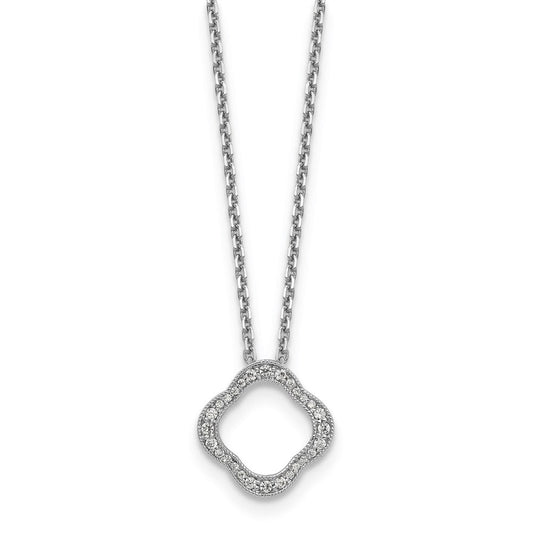 14k white goldtrue origin lab grown real diamond vs si d e f quatrefoil floral necklace pm1003 015 wld