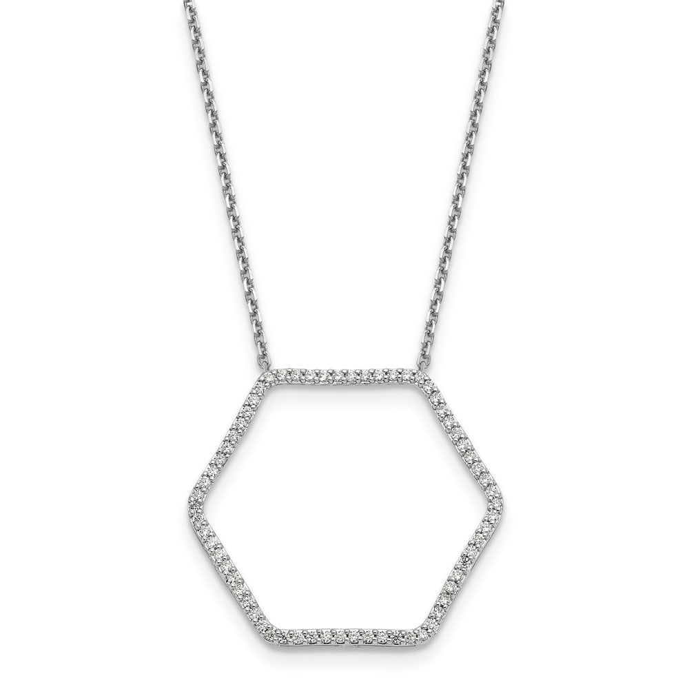 14k white goldtrue origin lab grown real diamond vs si d e f hexagon pendant necklace pm1004 050 wld