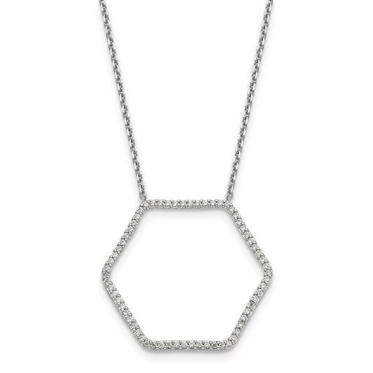 14k white goldtrue origin lab grown real diamond vs si d e f hexagon pendant necklace pm1004 050 wld