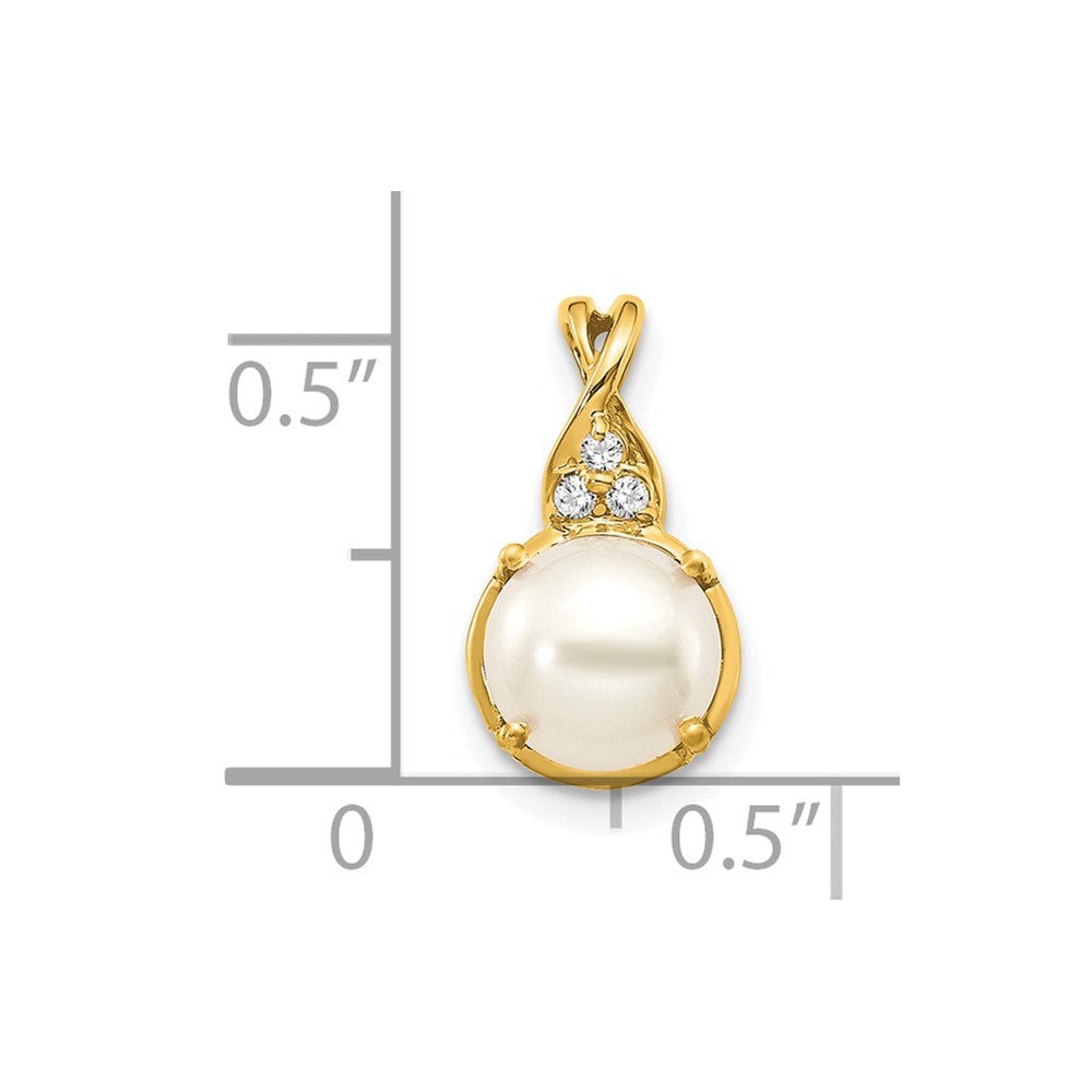 14k yellow gold fwc pearl and real diamond pendant pm3625 pl 003 ya