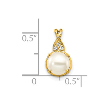 14k yellow gold fwc pearl and real diamond pendant pm3625 pl 003 ya