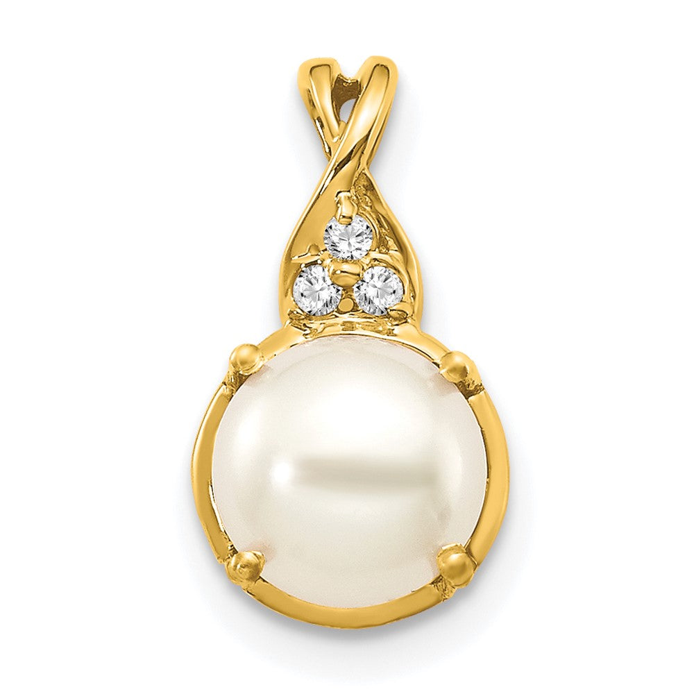 14k yellow gold fwc pearl and real diamond pendant pm3625 pl 003 ya