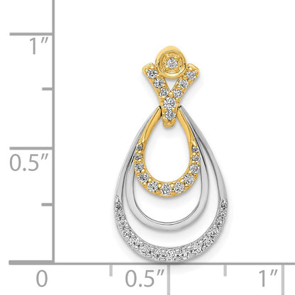 Solid 14k Two-tone 1/4ct. Simulated CZ Triple Teardrop Pendant