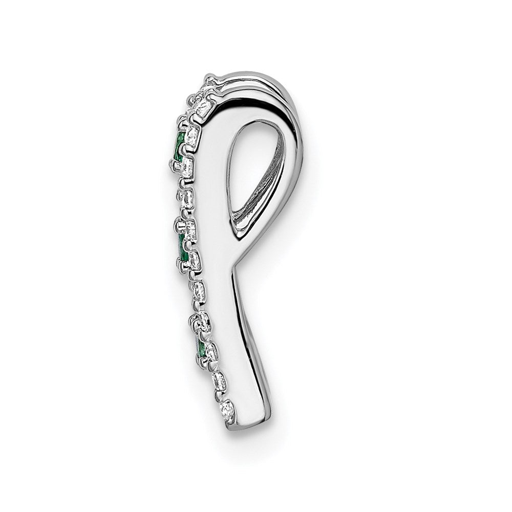 14k white gold real diamond emerald fancy pendant pm3843 em 025 wa