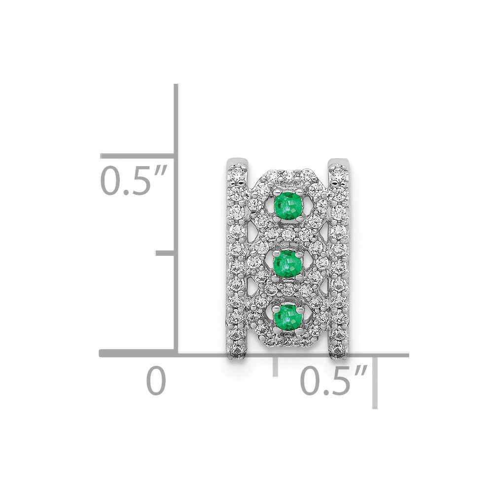 14k white gold real diamond emerald fancy pendant pm3843 em 025 wa